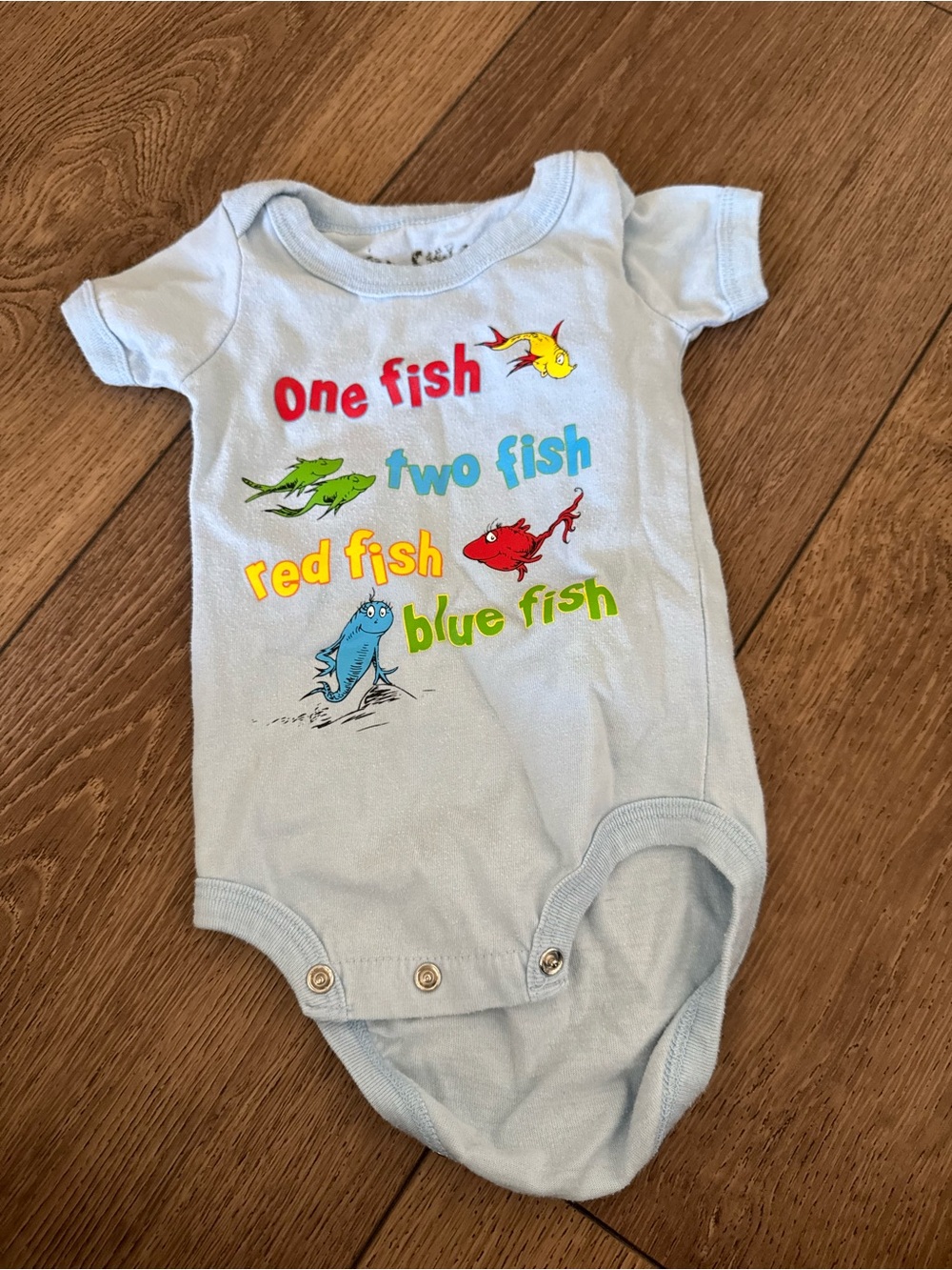 Dr. Seuss Light Blue 'One Fish Two Fish' Baby One-Piece